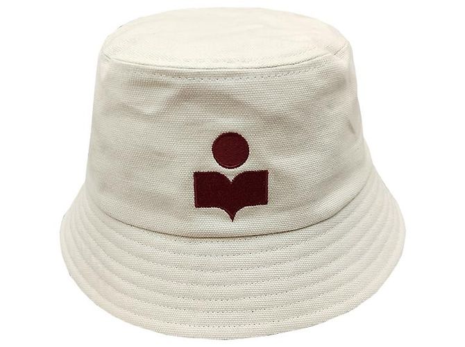 Isabel Marant Cappello bucket logo Haley Ecru Timbro rosso: ECRD - vista 11