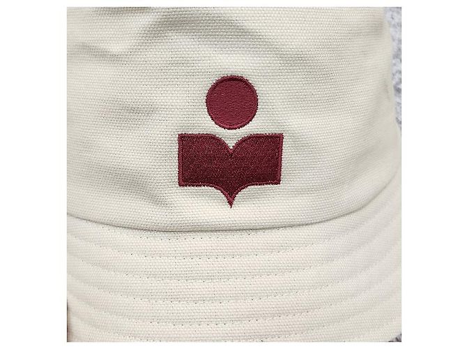 Isabel Marant Cappello bucket logo Haley Ecru Timbro rosso: ECRD - vista 15