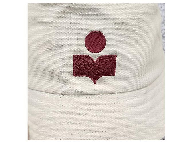 Isabel Marant Cappello bucket logo Haley Ecru Timbro rosso: ECRD - vista 5