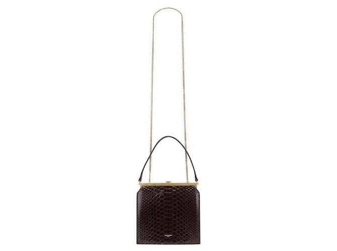Saint Laurent Borsa con catena in pitone Nero - vista 5