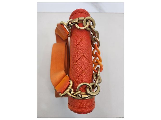Chanel Bolsa tote pequena cruzada gradiente Caviar Sunset Laranja - vista 10