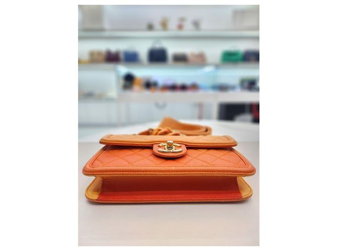 Chanel Bolsa tote pequena cruzada gradiente Caviar Sunset Laranja - vista 7