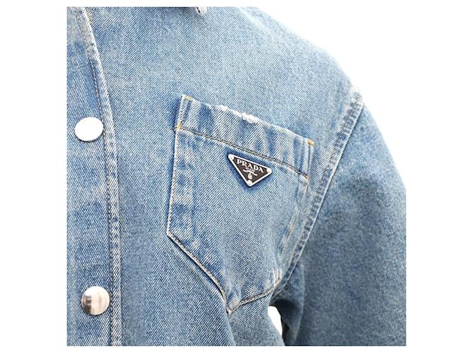 Prada Giacca camicia in denim Blu - vista 4