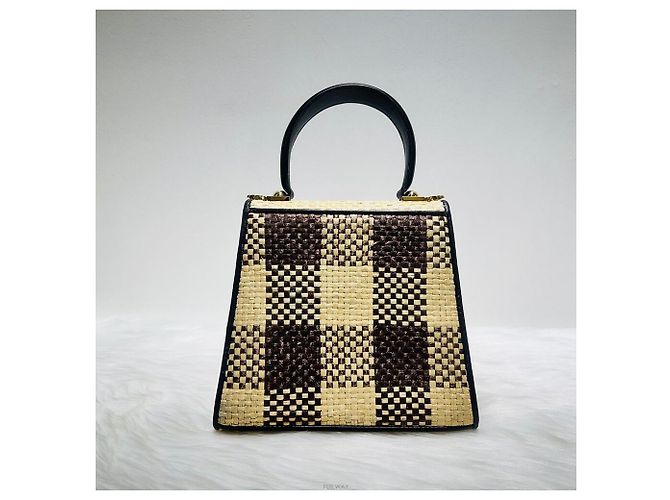 Salvatore Ferragamo Ikonische Raffia Gancini Schultertasche Braun - Ansicht 3