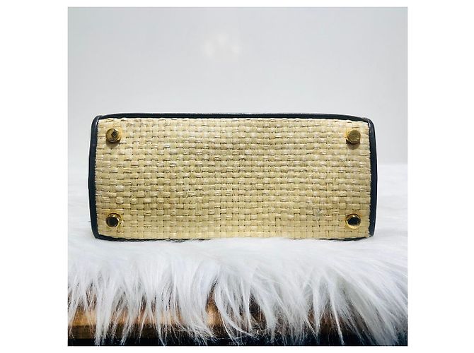 Salvatore Ferragamo Ikonische Raffia Gancini Schultertasche Braun - Ansicht 5