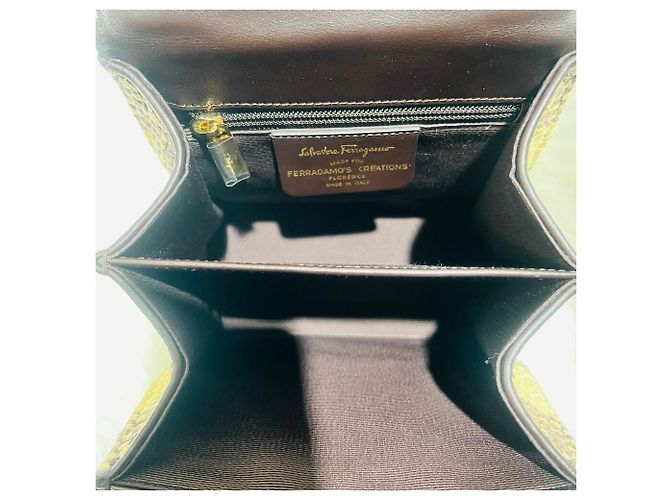 Salvatore Ferragamo Ikonische Raffia Gancini Schultertasche Braun - Ansicht 6