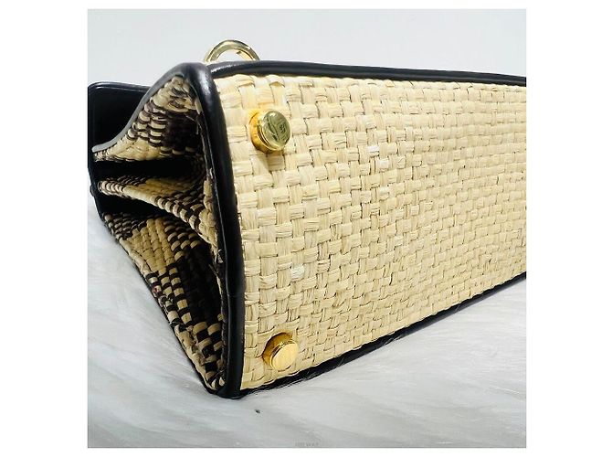 Salvatore Ferragamo Ikonische Raffia Gancini Schultertasche Braun - Ansicht 7