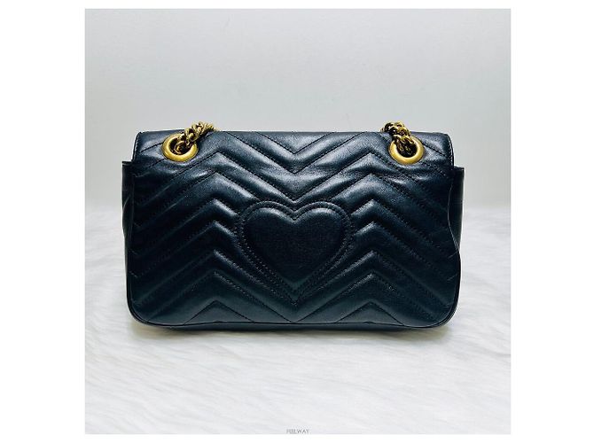 Gucci Borsa a spalla GG Marmont matelassé con catena Nero - vista 3