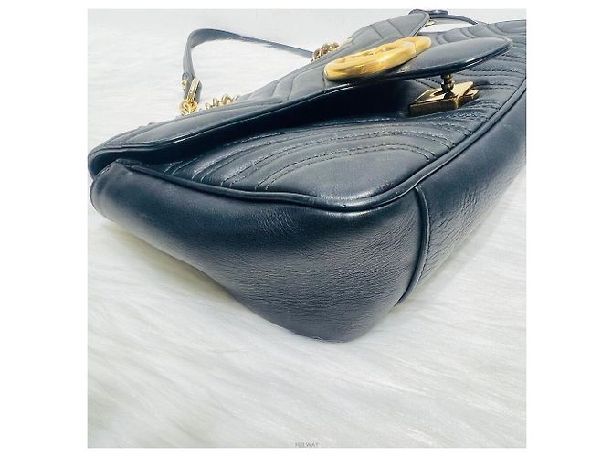 Gucci Borsa a spalla GG Marmont matelassé con catena Nero - vista 7