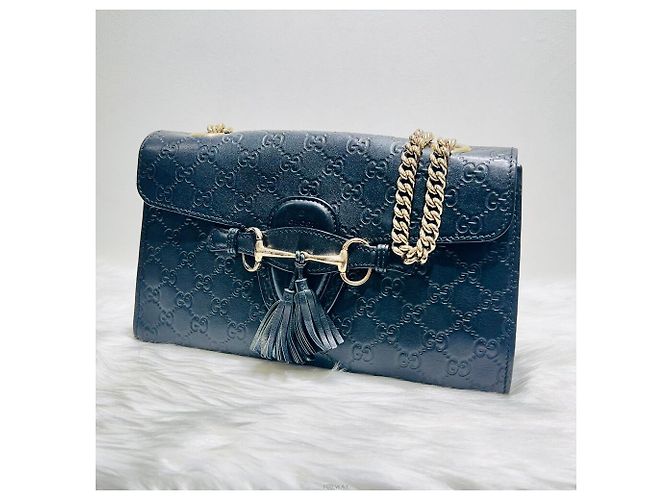 Gucci Borsa a spalla con catena Horsebit Emily Sima Nero - vista 2