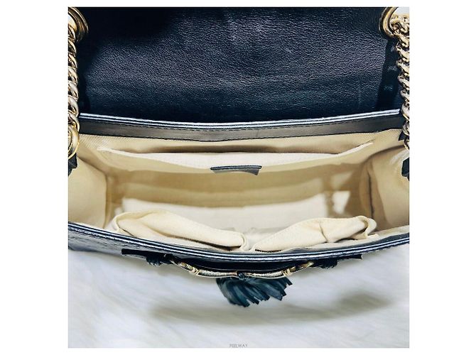Gucci Borsa a spalla con catena Horsebit Emily Sima Nero - vista 6