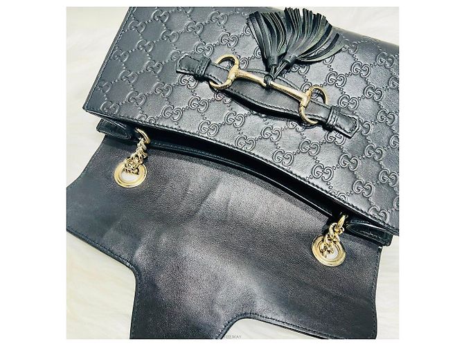 Gucci Borsa a spalla con catena Horsebit Emily Sima Nero - vista 7