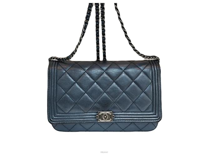 Mini borsa a tracolla Boy Chanel Blu - vista 2