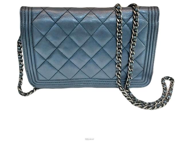 Mini borsa a tracolla Boy Chanel Blu - vista 3