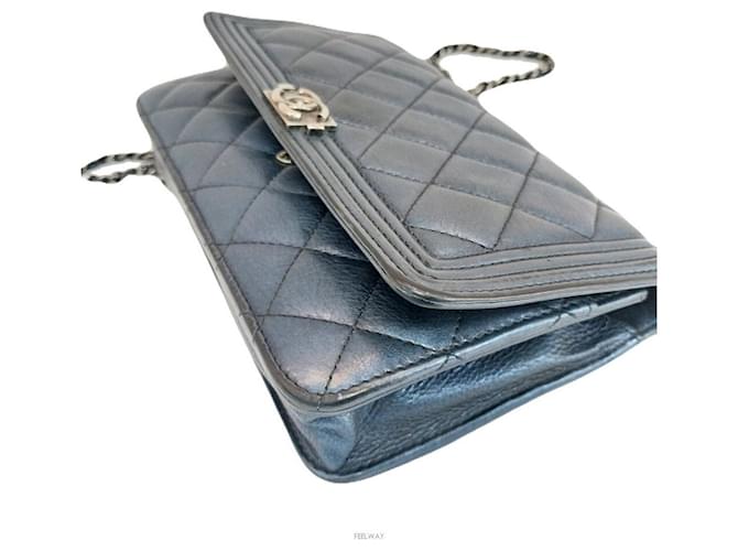 Mini borsa a tracolla Boy Chanel Blu - vista 8