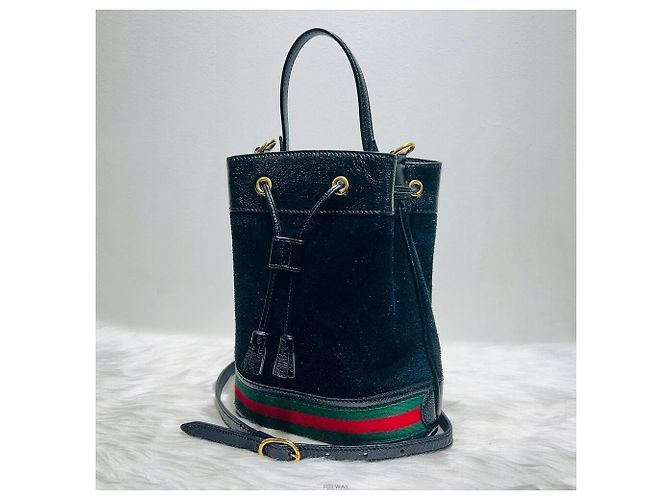 Gucci Borsa a secchiello in suede Ophidia con tracolla Verde - vista 2