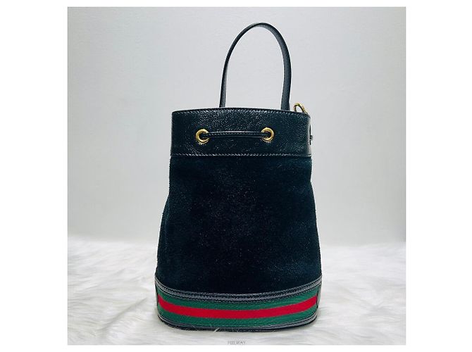 Gucci Borsa a secchiello in suede Ophidia con tracolla Verde - vista 3