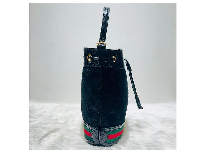 Gucci Borsa a secchiello in suede Ophidia con tracolla Verde - vista 4