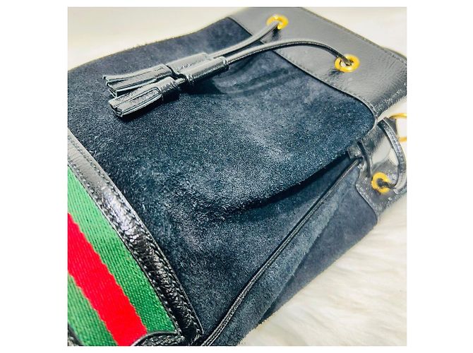 Gucci Borsa a secchiello in suede Ophidia con tracolla Verde - vista 7