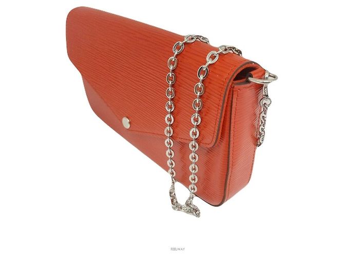 Louis Vuitton Borsa a Tracolla Pochette Felicie Epi Chain Rosso - vista 3