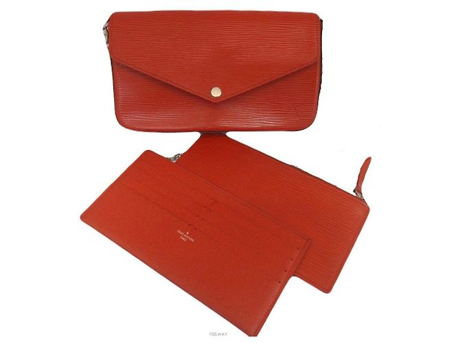 Louis Vuitton Borsa a Tracolla Pochette Felicie Epi Chain Rosso - vista 7