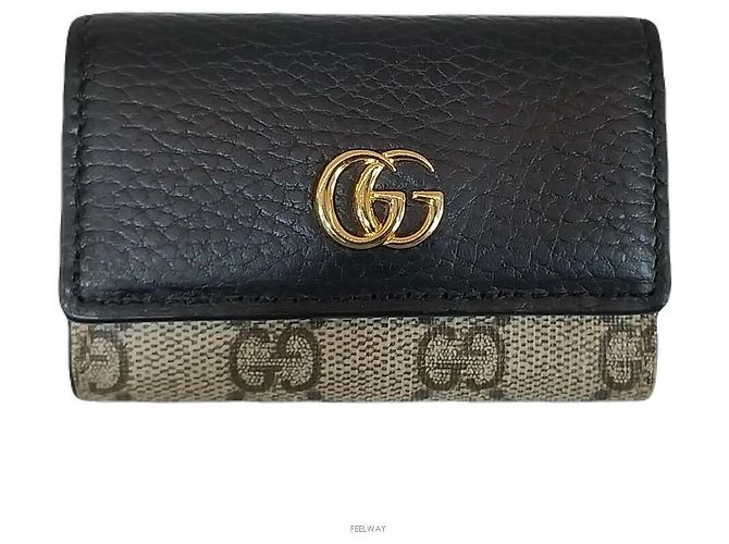 Gucci Portachiavi in pelle GG Marmont Marrone - vista 2