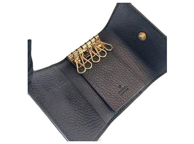 Gucci Portachiavi in pelle GG Marmont Marrone - vista 5