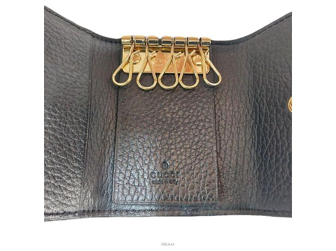 Gucci Portachiavi in pelle GG Marmont Marrone - vista 6