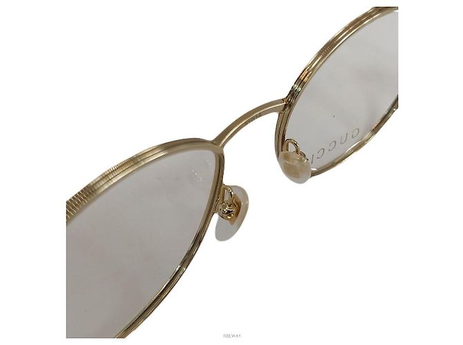 Gucci Gold Beige Small Eyewear Frame Brown - view 6