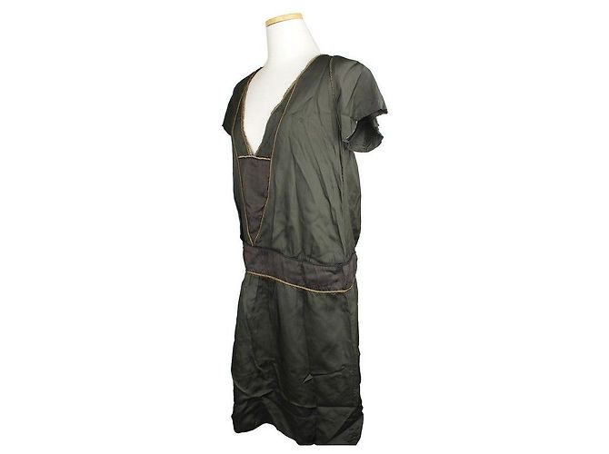 Isabel Marant Vestido caqui profundo com detalhes em dourado Marrom - vista 2