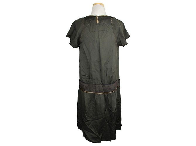 Isabel Marant Vestido caqui profundo com detalhes em dourado Marrom - vista 4