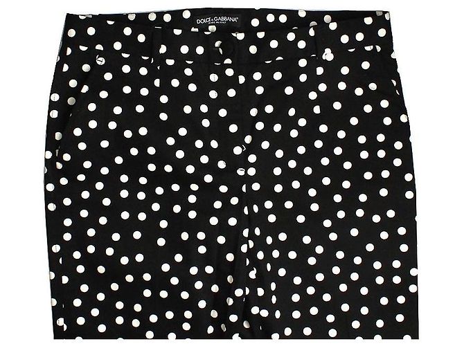 Dolce & Gabbana Pantaloni Cigarette a Pois Bicolore Nero - vista 4