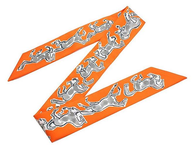 Hermès Cheval en Liberté Twilly Schal Braun - Ansicht 2