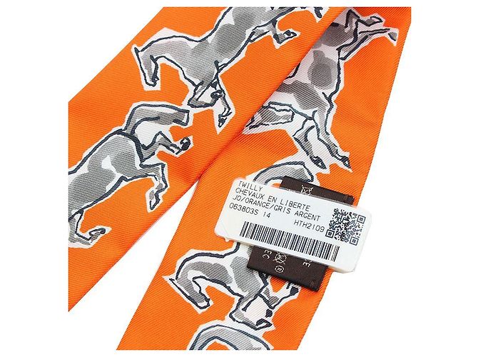 Hermès Cheval en Liberté Twilly Schal Braun - Ansicht 3