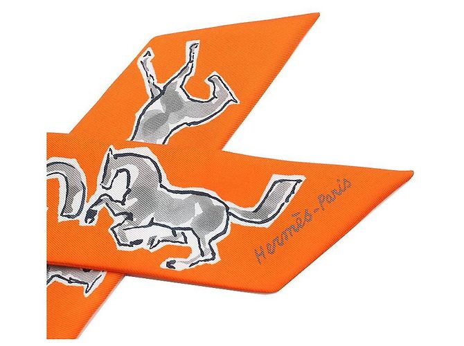 Hermès Cheval en Liberté Twilly Schal Braun - Ansicht 4