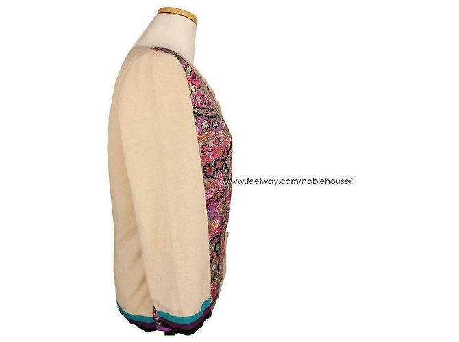 Etro Cardigã de seda estampado paisley em marfim Multicor - vista 3
