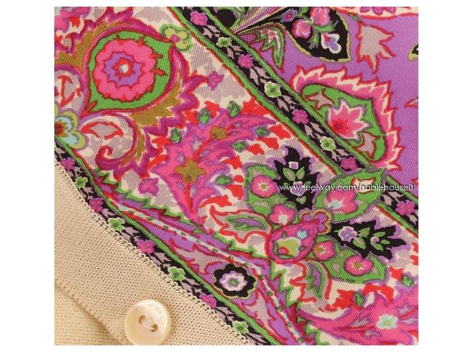 Etro Cardigã de seda estampado paisley em marfim Multicor - vista 6