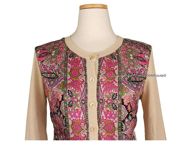 Etro Cardigã de seda estampado paisley em marfim Multicor - vista 7