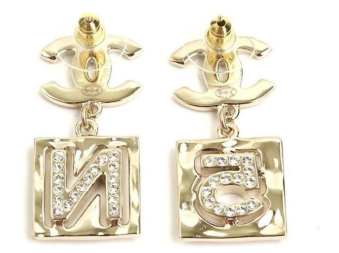 Chanel Orecchini quadrati placcati oro champagne D'oro - vista 3