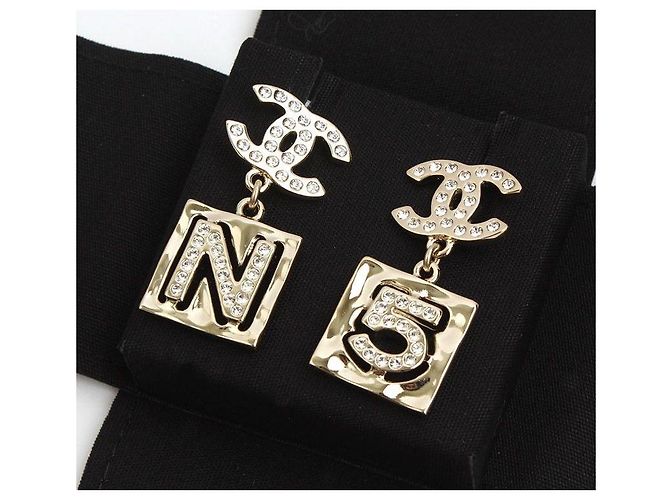 Chanel Orecchini quadrati placcati oro champagne D'oro - vista 4