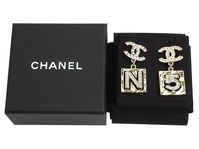 Chanel Orecchini quadrati placcati oro champagne D'oro - vista 5
