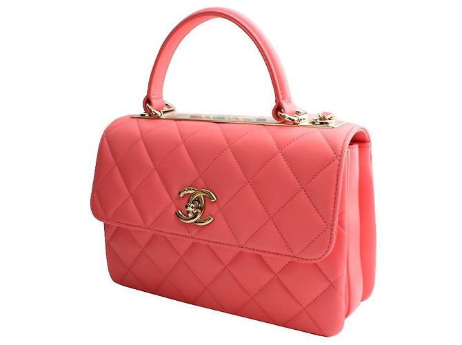 Trendy CC Chanel Borsa tote e crossbody piccola CC neon corallo alla moda Rosa - vista 2