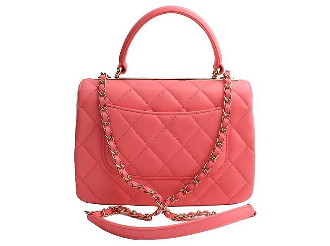 Trendy CC Chanel Borsa tote e crossbody piccola CC neon corallo alla moda Rosa - vista 3
