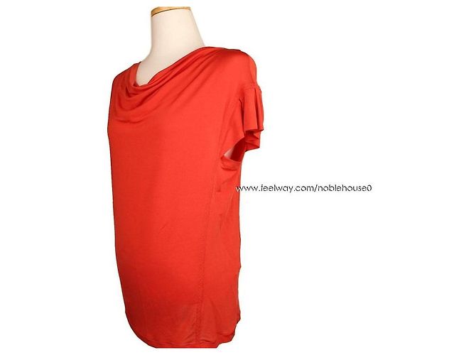 Louis Vuitton Oranges drapiertes Seidenmischung Top - Ansicht 2
