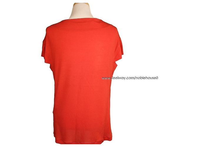 Louis Vuitton Oranges drapiertes Seidenmischung Top - Ansicht 4