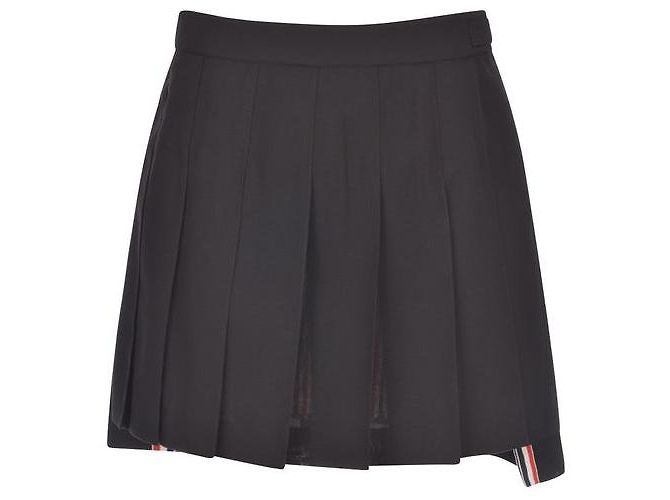 Thom Browne Falda mini plisada de lana Fresco Negro - vista 4