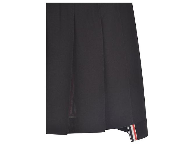 Thom Browne Falda mini plisada de lana Fresco Negro - vista 5