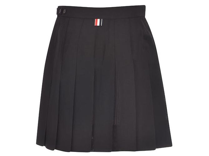 Thom Browne Falda mini plisada de lana Fresco Negro - vista 7
