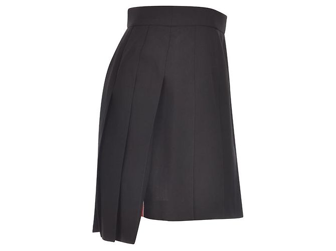 Thom Browne Falda mini plisada de lana Fresco Negro - vista 8