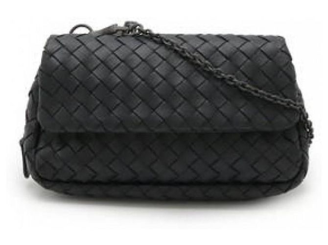 Bottega Veneta Borsa a Spalla con Catena Intrecciato Nero - vista 5